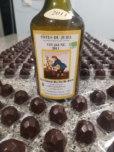 Présentation ganache au Vin Jaune